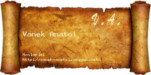 Vanek Anatol névjegykártya